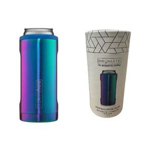 Brumate Hopsulator Slim Can Cooler Tumbler 12 oz Drink Holder Rainbow Titanium